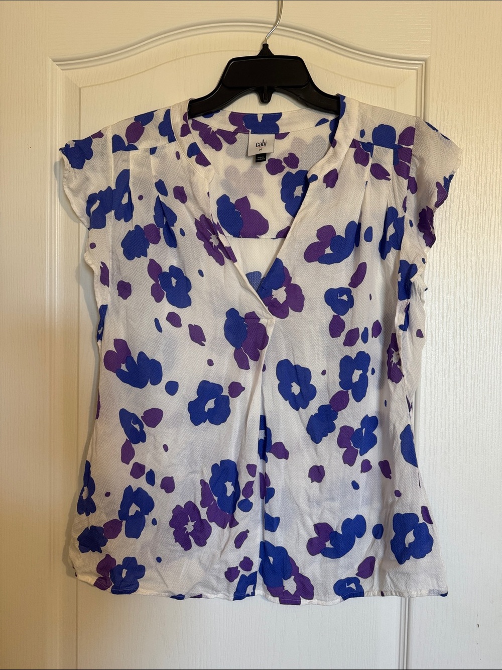 CAbi violet floral Blouse with Blue & Purple Floral Print